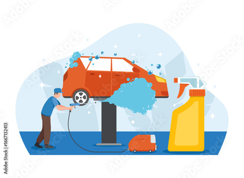 Car Wash Concept Illustration