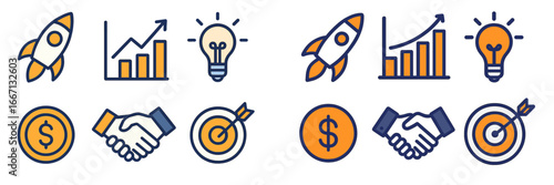 Business Growth and Success Symbols, Minimalist flat design