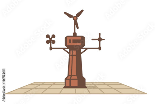 Weather station with anemometer and wind vane, Minimalist flat design