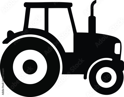 Classic Farm Tractor Silhouette Powerful Agricultural Machinery.