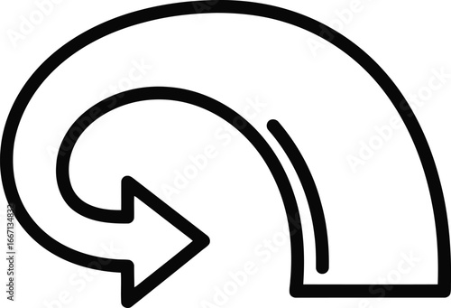 Curved Downward Arrow Return and Redirect Symbol.