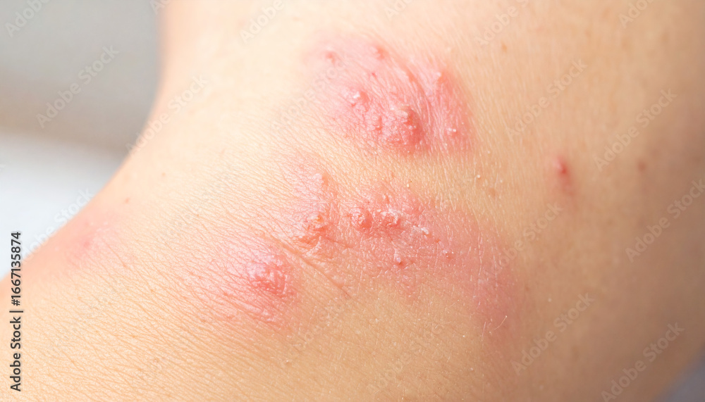 Fototapeta premium Skin Allergy Rash Dermatitis Texture Close-Up Background, Detailed Skin Irritation Surface, High-Resolution Dermatology Texture, Medical and Healthcare Visual for Research and Education