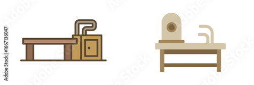 Woodworking Lathe and Machine Tools, Minimalist flat design