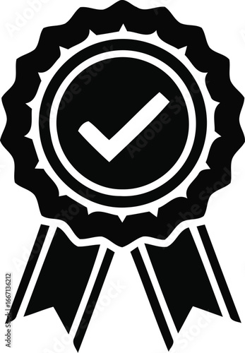 Guaranteed Approval Rosette Badge with Check Mark for Assured Validation