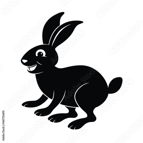 silhouette of a rabbit giggling while hopping 
