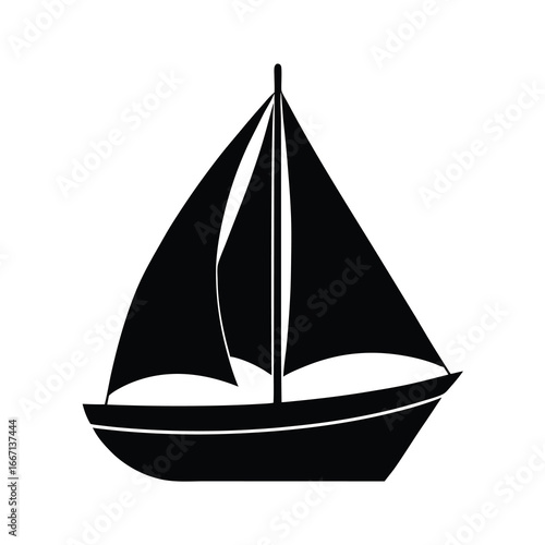 silhouette of a sailboat on white background