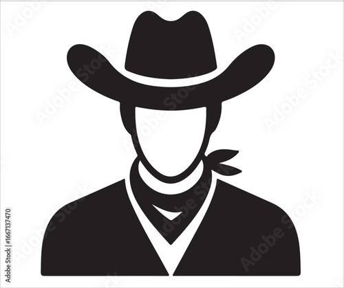 Icon of a cowboy with hat and bandana, symbolizing the spirit of the Wild West.