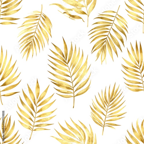 Gold palm leaves pattern
