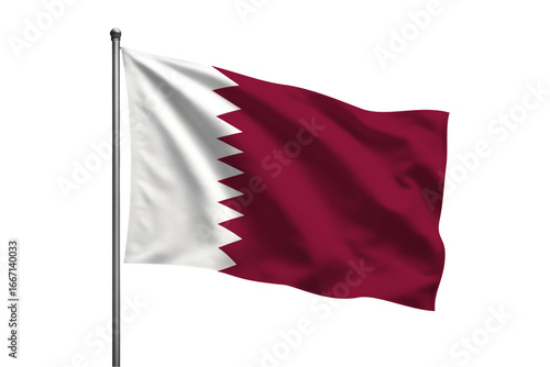 Qatar waving flag on a pole PNG