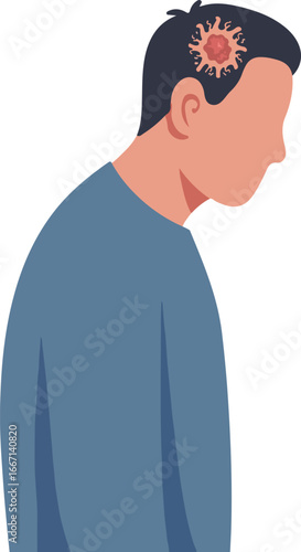 Man with Brain Tumor Illustration Vector