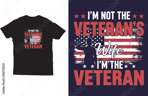 I'm the Veteran T-Shirt Design with USA Flag and Salute Graphic
