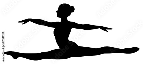 Silhouette of a Female Gymnast Performing a Split