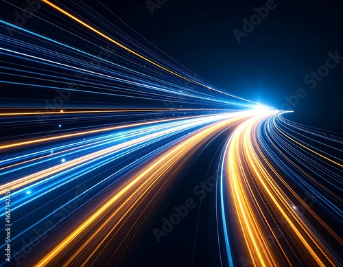 Speed with Light Trails, Highway, and Night. (1)