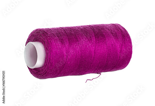 Cuadro en lienzo Vibrant magenta thread spool isolated on transparent background