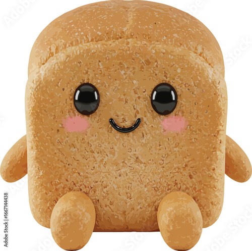 Vector, illustration, cute, kawaii, whole wheat bread for food product characters, advertisements, posters,
