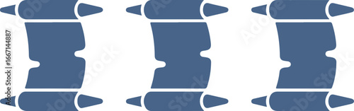 Three Blue Scrolls on White Background