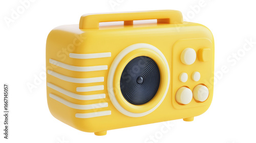 Yellow retro vintage radio icon isolated on white background