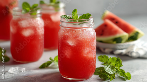 Wallpaper Mural Refreshing watermelon drinks, garnished with mint, perfect for a hot day.  Torontodigital.ca