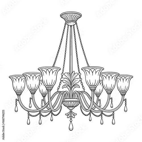 Elegant vintage crystal chandelier with ornate detailing and glass shades