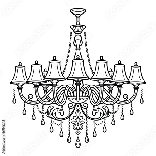 Elegant vintage chandelier with ornate details and hanging crystals