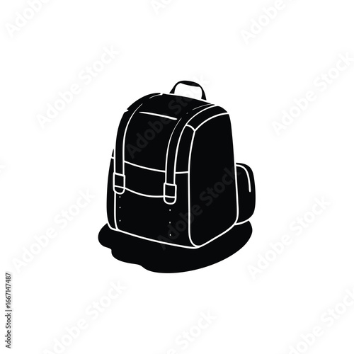 silhouette of backpack on white background