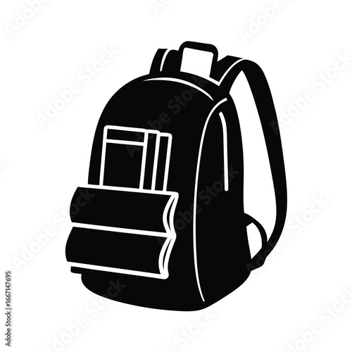 silhouette of backpack on white background