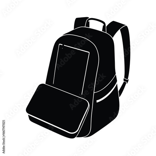 silhouette of backpack on white background