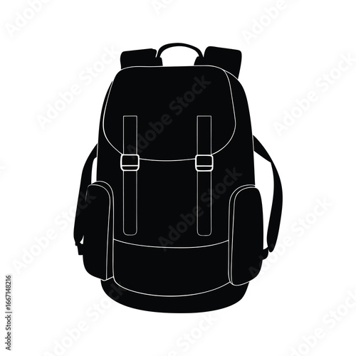 silhouette of backpack on white background