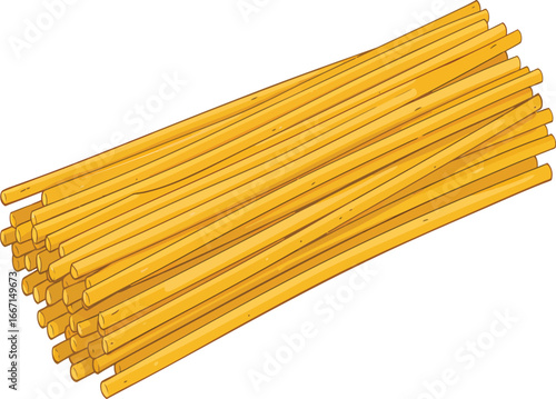 Vector, illustration of long noodles, pasta, food, yellow noodles, spaghetti 