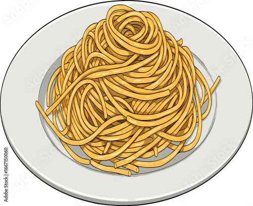 Vector, illustration, pasta food on a plate for poster and background, spaghetti,noodles, transparent