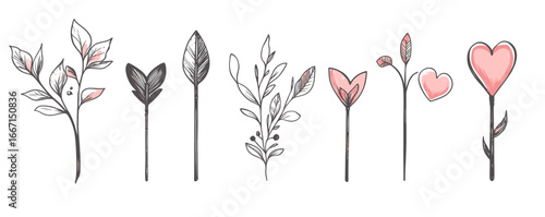 Modern illustration featuring hand-drawn arrows and hipster elements blended with ethnic and tribal designs for various printed materials