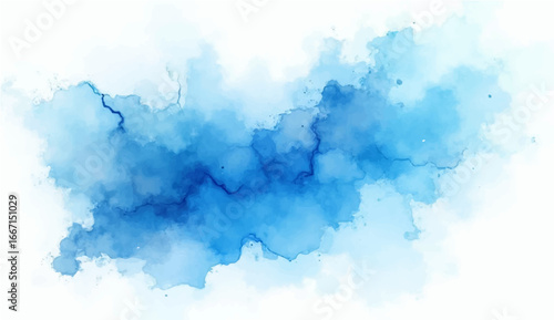 Artistic blue watercolor splash effect template