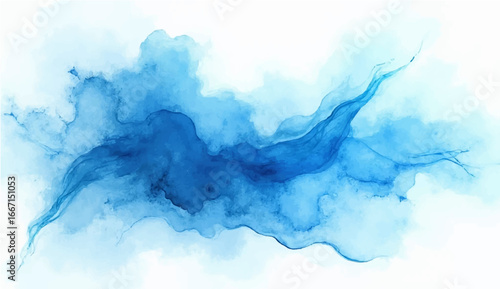 Artistic blue watercolor splash effect template