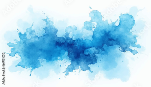 Artistic blue watercolor splash effect template