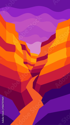 Abstract canyon landscape with river view