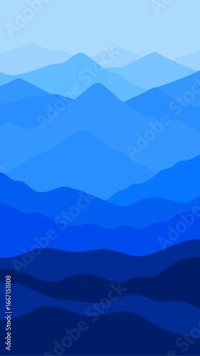 Layers of blue mountains in the distance