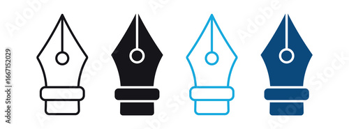 Pen nib icon set.fountain pen tool icon. vector element can be used for nib feather pen designed concept from education collection .Fountain pen nib glyph vector, sign, symbol, logo, illustration .