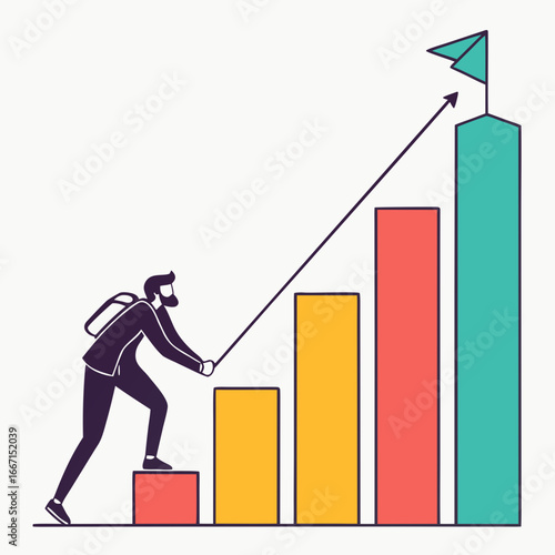 vector bar chart infographic, colorful segments