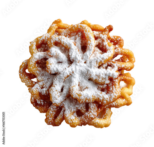 Fried dessert treats county fair food fun top view, isolated on transparent background, png