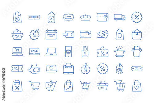 Vector art of shopping and sale icons for ecommerce and retail promotions