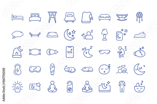 Vector art of collection of sleep and rest related icons