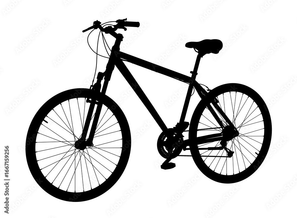 Fototapeta premium Black silhouette bicycle. Isolated on white background, 3D illustration