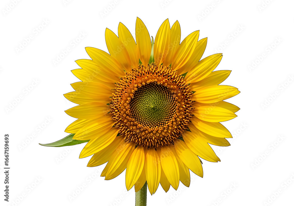 Fototapeta premium A vibrant sunflower blossoms against a stark black background, showcasing its radiant yellow petals and intricate seed-filled center.