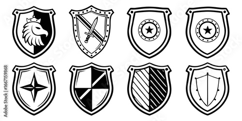 set of heraldic shields