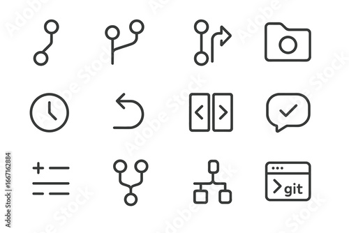 Version project control machine symbol git commit command icons branch vector icon