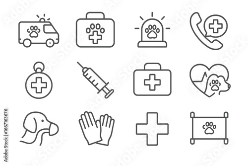 Aid emer call pet tag vector emergency cross phone icon mask