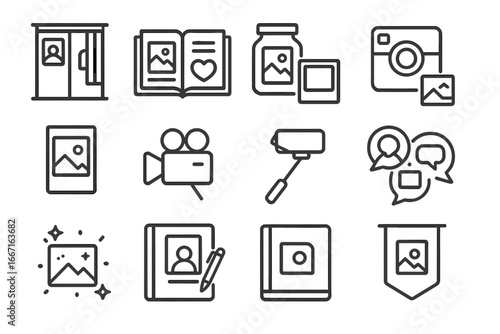 Party vector instant album icons memory icon bubbles scrapbook polaroid camera photo
