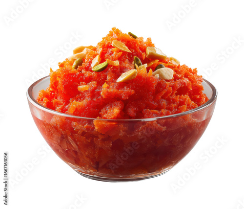 Delicious gajar halwa dessert indian kitchen food warm, isolated on transparent background, png