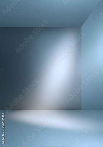 Subtle Light in an Empty Room  A Minimalist 3D Render of a Blue-Toned Interior Space