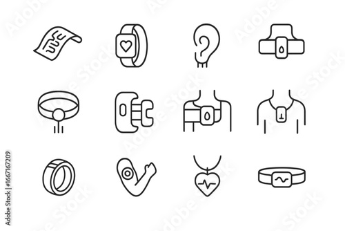 Vector gadget module wearable icon device bio collar ring thermal armband patch